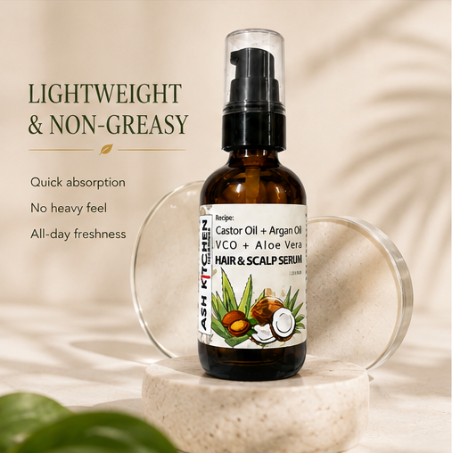 Ash Kitchen Handmade Castor Oil + Argan Oil + VCO + Aloe Vera Hair and Scalp Serum