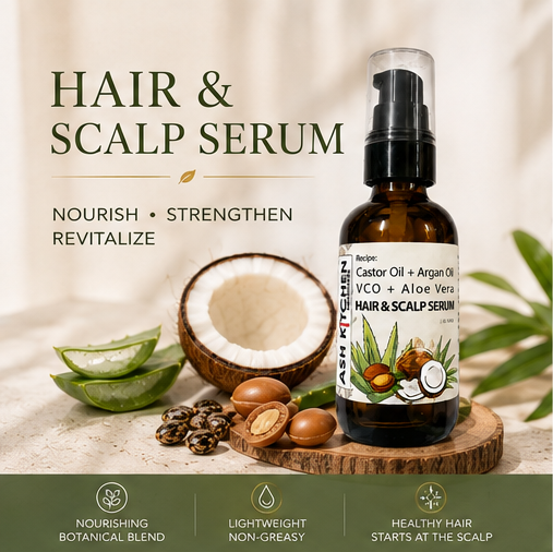 Ash Kitchen Handmade Castor Oil + Argan Oil + VCO + Aloe Vera Hair and Scalp Serum