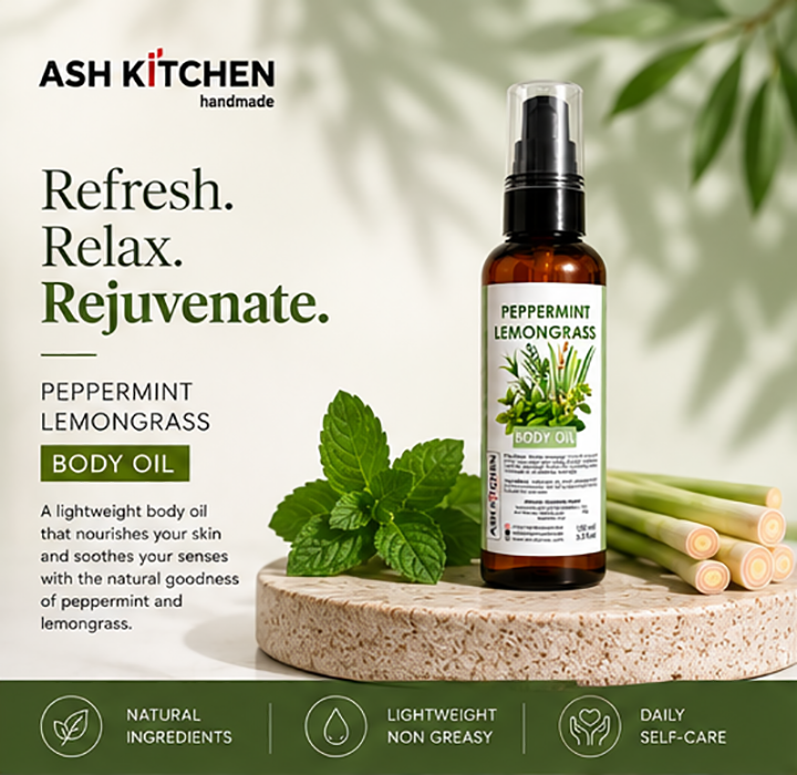 Ash Kitchen Handmade Peppermint Lemongrass Body Oil